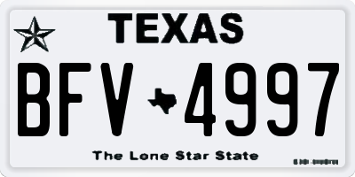 TX license plate BFV4997