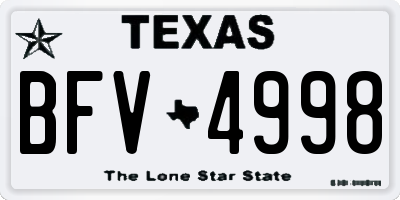TX license plate BFV4998