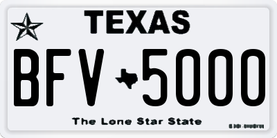 TX license plate BFV5000