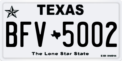 TX license plate BFV5002