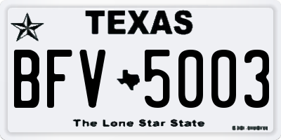 TX license plate BFV5003