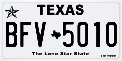 TX license plate BFV5010