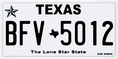 TX license plate BFV5012