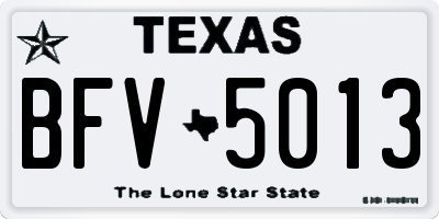 TX license plate BFV5013