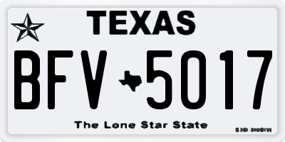 TX license plate BFV5017