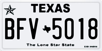 TX license plate BFV5018