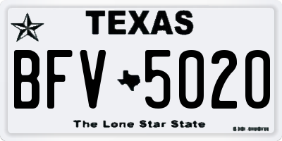 TX license plate BFV5020