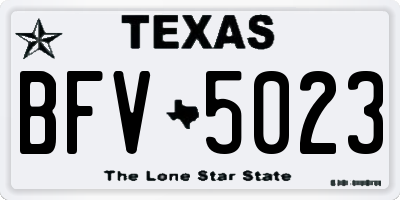 TX license plate BFV5023