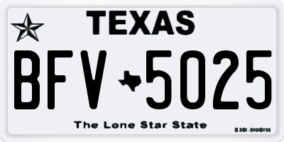 TX license plate BFV5025