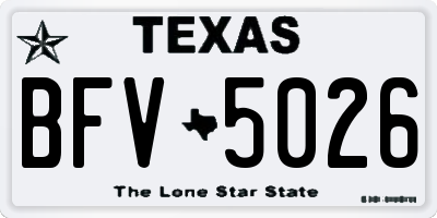 TX license plate BFV5026