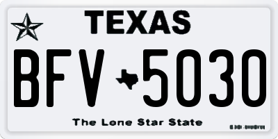 TX license plate BFV5030