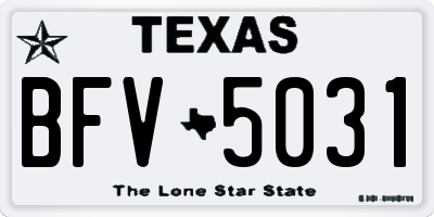 TX license plate BFV5031