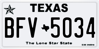 TX license plate BFV5034