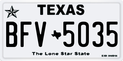 TX license plate BFV5035