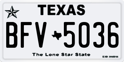 TX license plate BFV5036