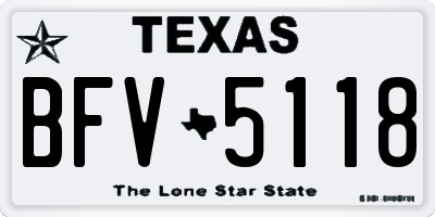 TX license plate BFV5118