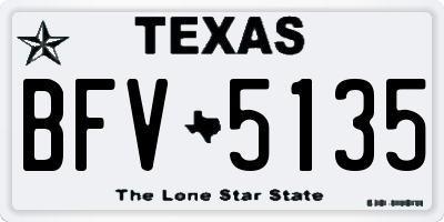 TX license plate BFV5135