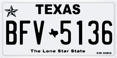 TX license plate BFV5136