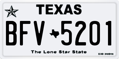 TX license plate BFV5201