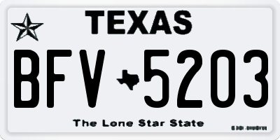TX license plate BFV5203