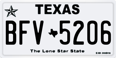 TX license plate BFV5206