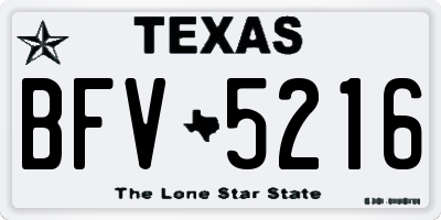 TX license plate BFV5216