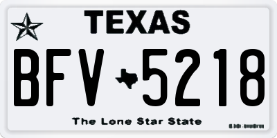 TX license plate BFV5218