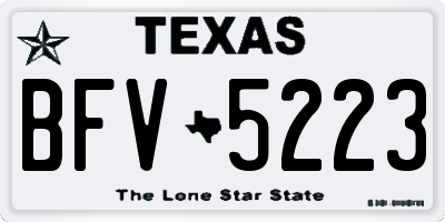 TX license plate BFV5223