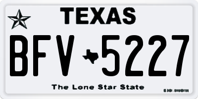 TX license plate BFV5227