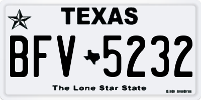 TX license plate BFV5232