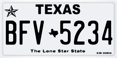 TX license plate BFV5234
