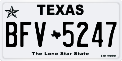 TX license plate BFV5247