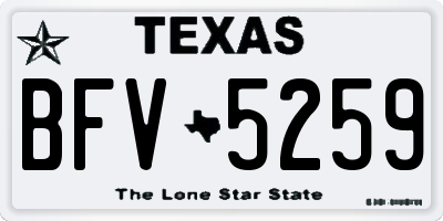 TX license plate BFV5259