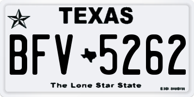 TX license plate BFV5262