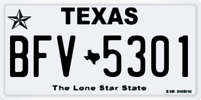TX license plate BFV5301