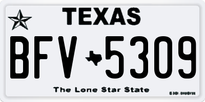 TX license plate BFV5309