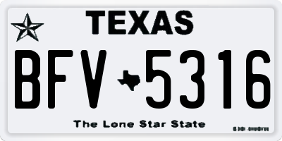 TX license plate BFV5316