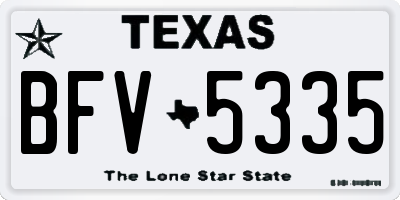 TX license plate BFV5335