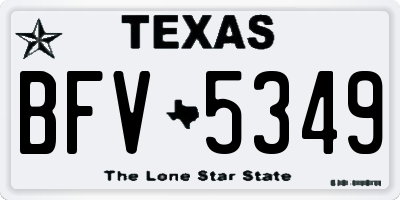 TX license plate BFV5349