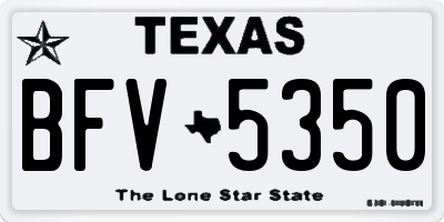 TX license plate BFV5350