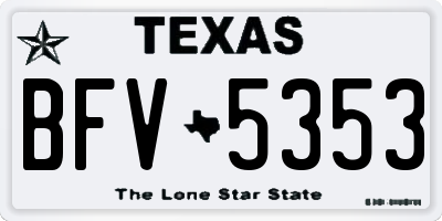 TX license plate BFV5353