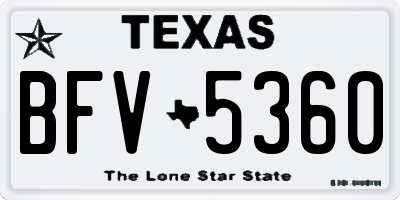 TX license plate BFV5360