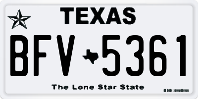 TX license plate BFV5361