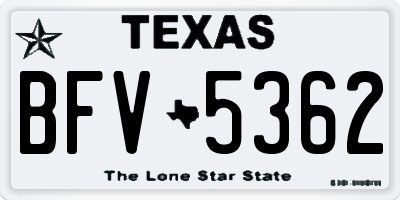 TX license plate BFV5362