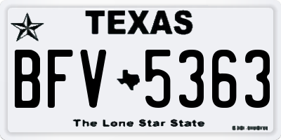 TX license plate BFV5363
