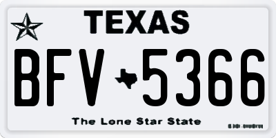 TX license plate BFV5366