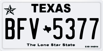 TX license plate BFV5377