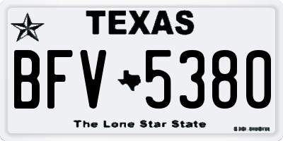 TX license plate BFV5380