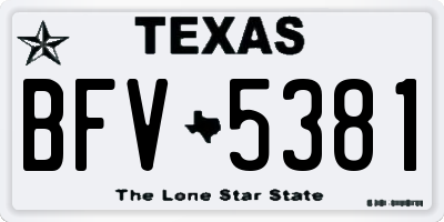 TX license plate BFV5381