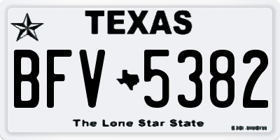 TX license plate BFV5382